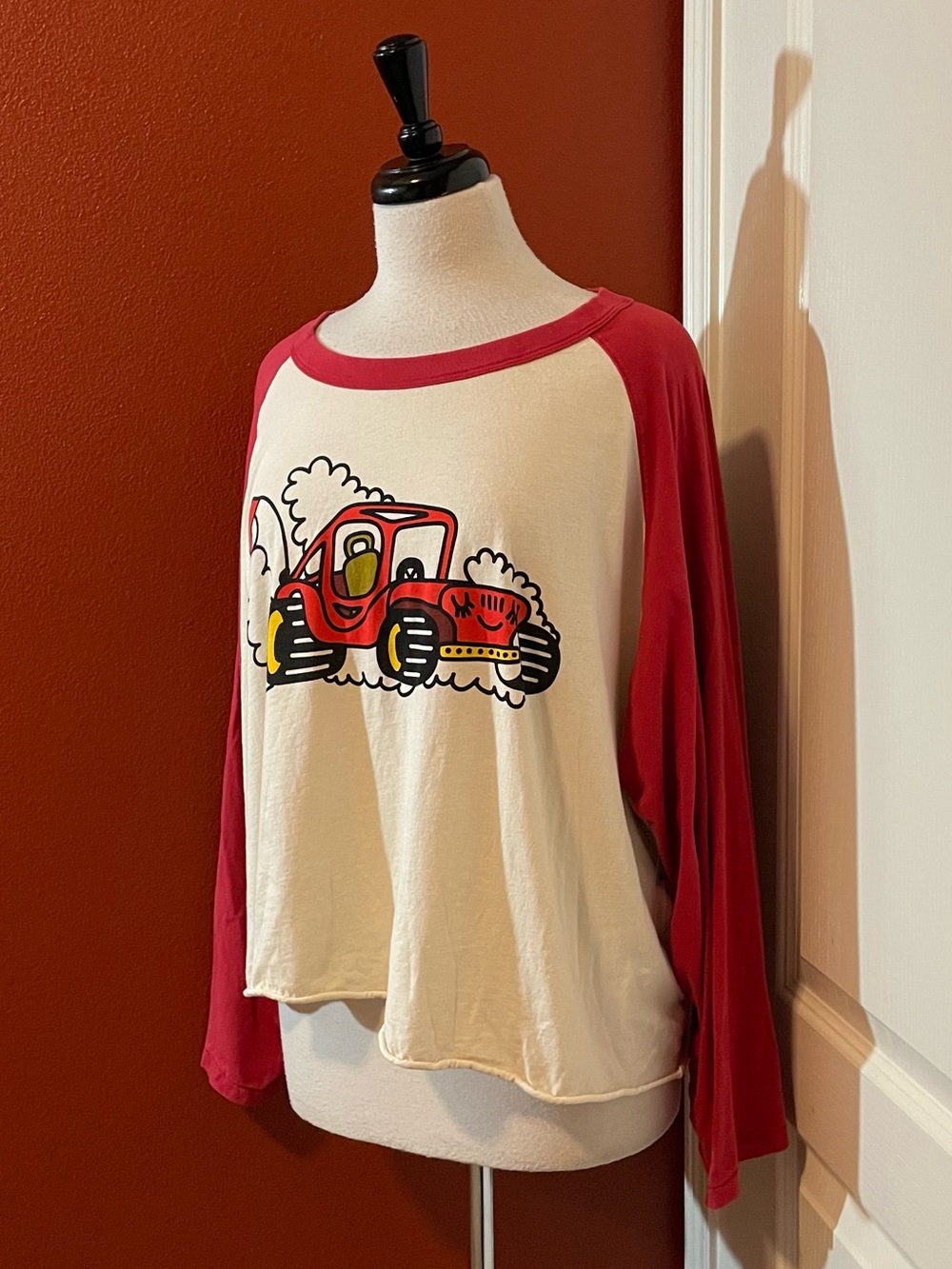 Big Bud Press Women’s Scoop Long Sleeve Anthropomorphic Tractor Camp Shirt